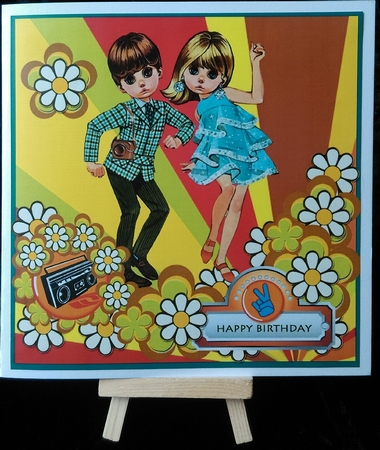 Groovey Funky Party Decoupage Card Topper by Karen Bowes