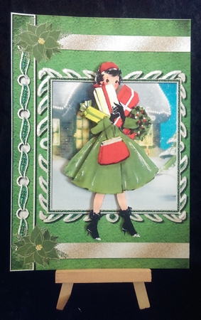 Retro Lady Christmas Shopping Book Cover by Karen Bowes
