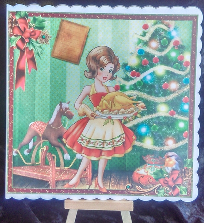 Time for Christmas Lunch Card Front by Karen Bowes