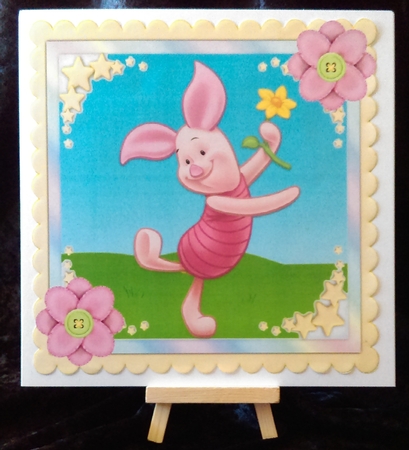 Happy Piglet With Flower 8x8 Mini Kit by Karen Bowes