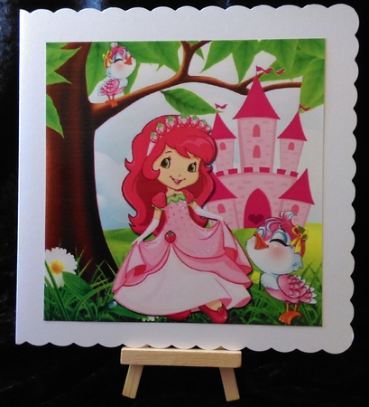 Pretty princess with castle and little birds 8x8 by Karen Bowes