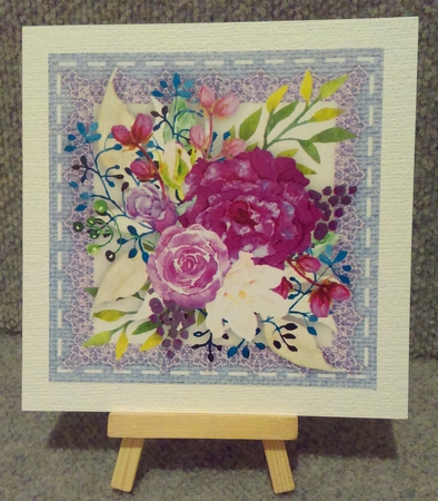 2 Beautiful Stitched  Burlap frames with Roses  by Karen Bowes