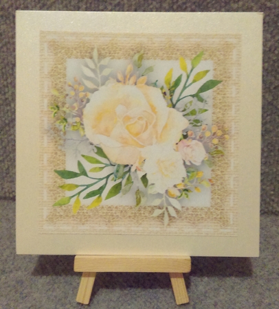 2 Beautiful Stitched  Burlap frames with Roses  by Karen Bowes
