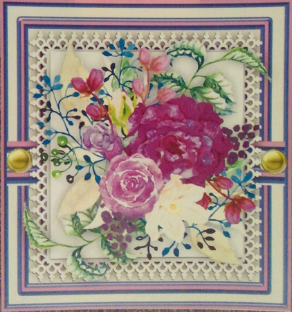 Beautiful Roses on a Lace Mat  by Karen Bowes