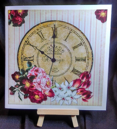 Vintage Clock with Roses by Karen Bowes