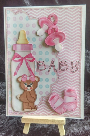 Envelop Card New Baby Girl Cute teddie by Karen Bowes