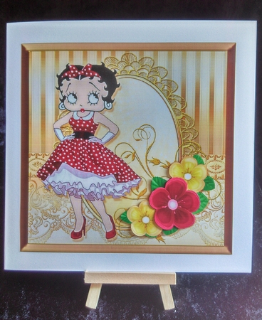 Betty Boop Card Front Gold Tone 1 by Karen Bowes