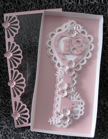 3D Scalloped 18th Key & Box by KAREN CARTER