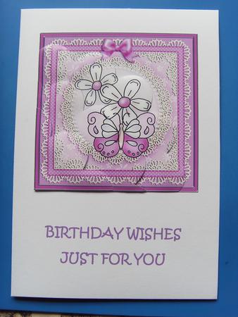 Fluttery Butterfly Shell Edged Corner Side Stacker by Karen Cheetham