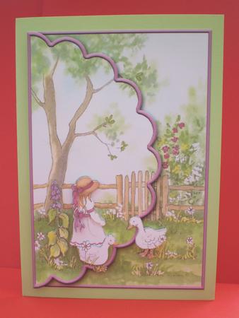 Feeding the Geese Envelope Card with Decoupage by Karen Cogan