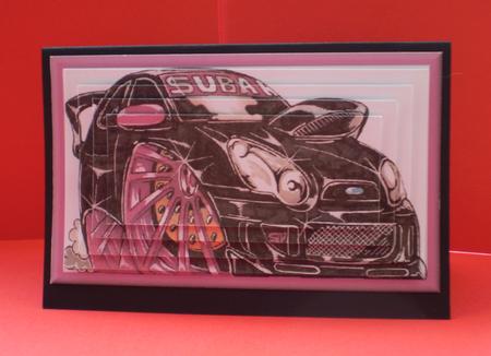 Pink & Black Subaru Pyramid by Karen Cogan