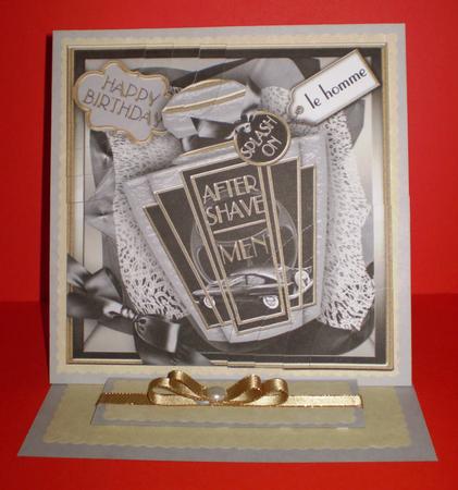 Silver Art Deco Birthday Aftershave 6in Duo Corner Stacker by Karen Cogan