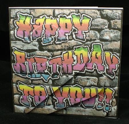 Graffiti Happy Birthday Fan Pyramage Topper by Karen Cogan