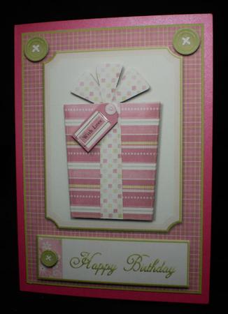 Birthday or Christmas with Big Present Card Front by Karen Cogan