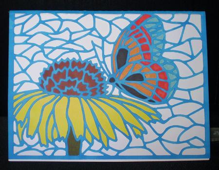 Stained Glass Butterfly on Flower - Sil by Karen Cogan