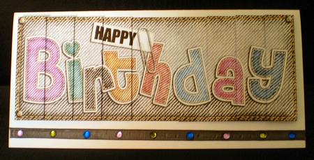 Dl Happy Birthday Denim Felties Side Stacker Topper by Karen Cogan