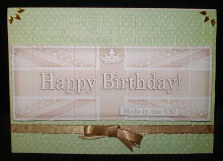 Uk Shabby Flag Happy Birthday Dl Side Stacker Topper by Karen Cogan