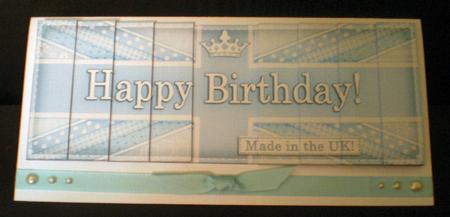 Uk Shabby Flag Happy Birthday Dl Side Stacker Topper by Karen Cogan