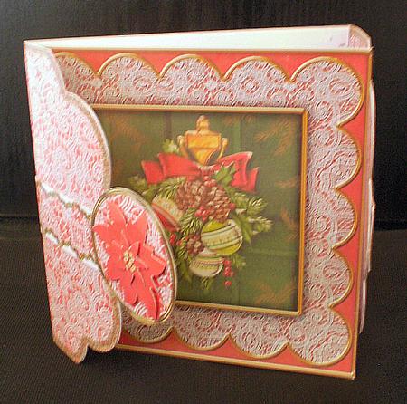 Door Knocker Red Poinsettia 3D Scallop Wrap Card Kit by Karen Cogan