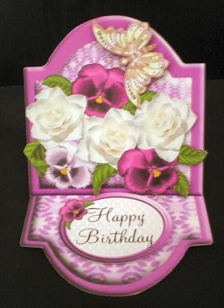 Purple Pansy Easel Card by Karen Cogan