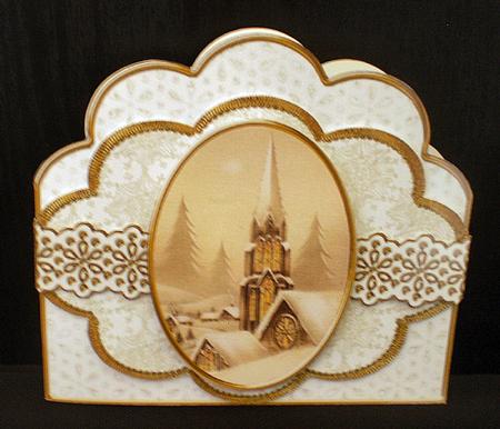 Snow Steeple Flake Anglaise Scallop 3D Decoupage Card Kit by Karen Cogan
