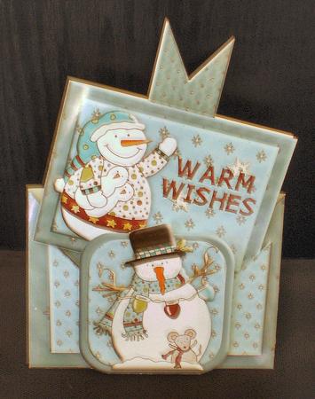 Warm Wishes Snowmen Criss Cross Pocket Card by Karen Cogan