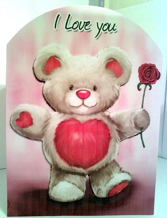 Valentines Bear A5 Card Shaped Topper and Decoupage Sheet by Karen Davies