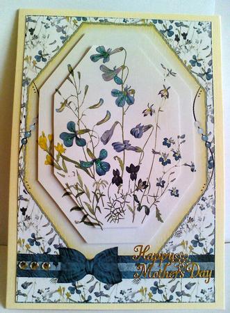 Pretty Flowers Sweet Peas Pyramid Card Front by Karen Davies