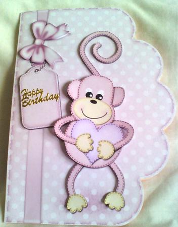 A5 Chunky Monkey Felties Scalloped Edge N 3D Decoupage by Karen Davies