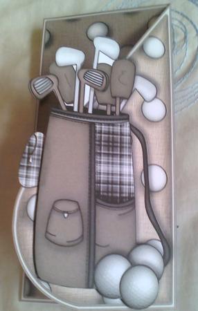 Brown Golf Clubbing Teardrop Card Kit by Karen Davies