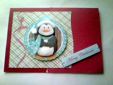 Penguin Card Front by Karen Davies