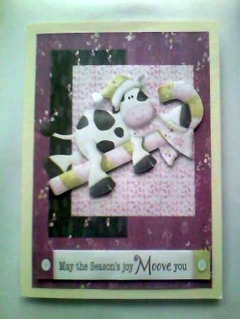 Christmas Cow and Candy Cane Christmas Topper by Karen Davies