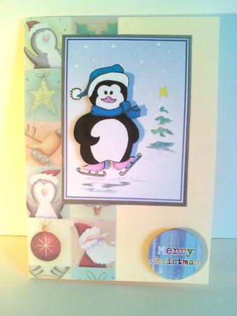 Skating Penguin Decoupage by Karen Davies