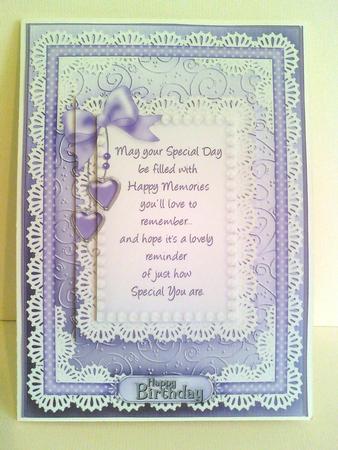 A5 Special Day Lace and Pearls Quick Card with Pyramage by Karen Davies