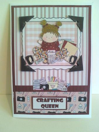 Crafting Queen Decoupage Card Front by Karen Davies