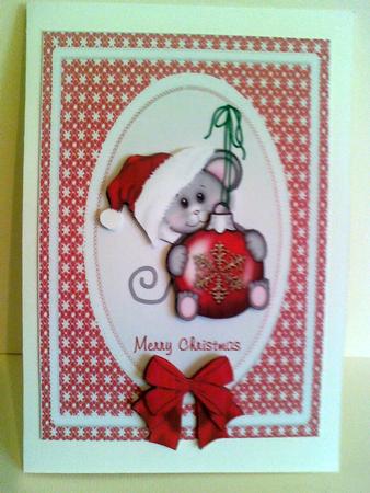 Christmas Mouse & Bauble by Karen Davies