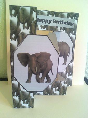 An Elephant Never Forgets Octagon Shaped Pop-up Card by Karen Davies