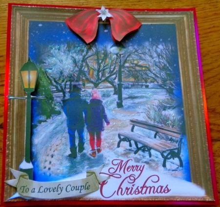 6x6 THROUGH GARDEN GATES CHRISTMAS WALK COUPLE   by Karen Faulds