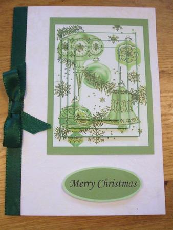 Christmas Baubles in Green by Karen Faulds