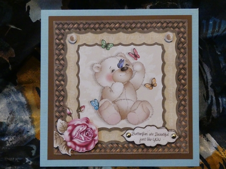 Butterflies are Free Bear Card by Karen Glumm