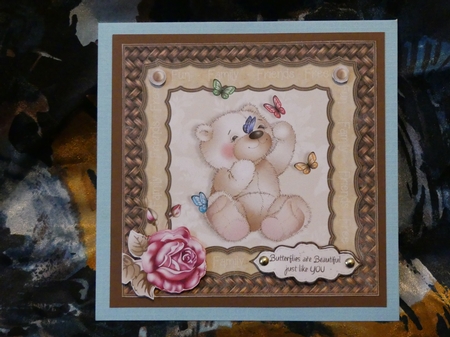 Butterflies are Free Bear Card by Karen Glumm