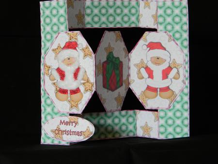 Gingerbread Santa Folded Octagon Pop Up Card by Karen Glumm