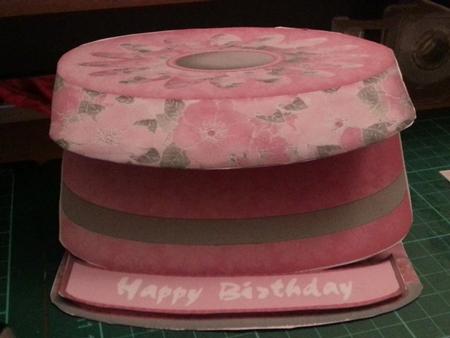 Fan and Roses Hat Box Easel Card by Karen Hayward