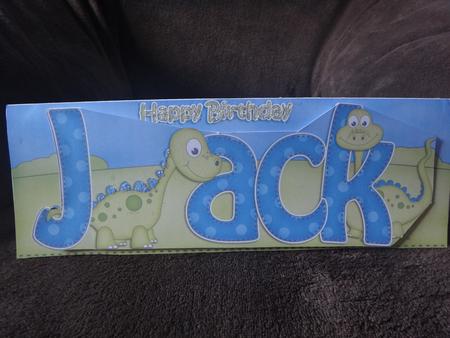 Large Dl Birthday Jack Denis Dinosaur Card & 3D Decoupage by Karen Hughes