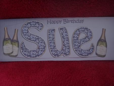 Birthday Sue Champagne Large Dl 3D Decoupage by Karen Hughes
