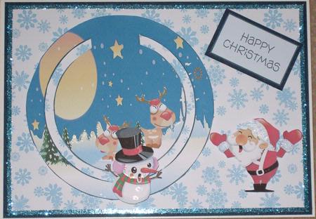 Santa Snow Man & Raindeer Circle Slider by Karen Drew