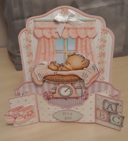 New Baby Girl 3D Pop Up Card Kit & Decoupage by Karen Monk