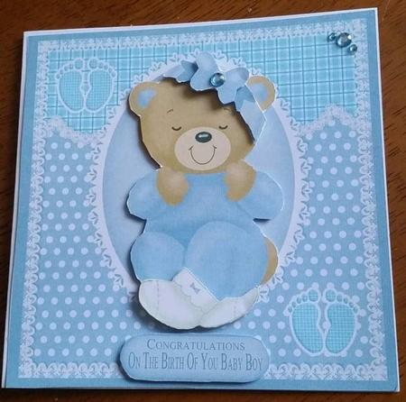 New Baby Boy Quick Card, with Teddy Bear Featured Gallery Photo