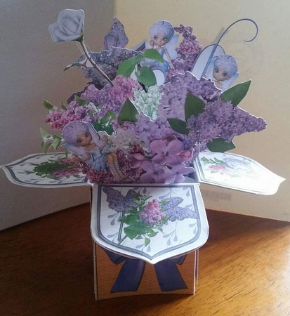 POP UP 3D BOX CARD KIT - OH MY! LILACS, ROSES, LILY OF THE VALLEY, FLORALS by Karen Monk