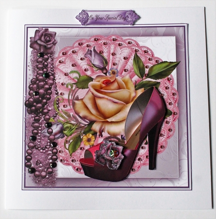 Peep Toe and Rose Bling Card Topper by karen Moore